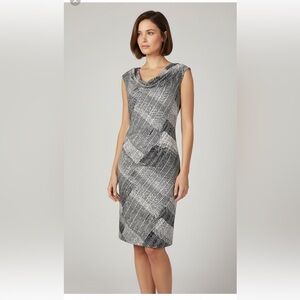 White House Black Market Cowl Neck Shift dress Black White Size S